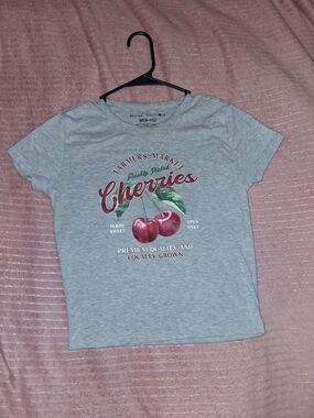 Cherries Graphic Tee - Grey -